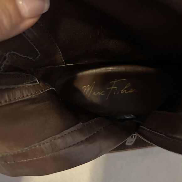 Marc Fisher Boots Womens Size 8 Brown Riding Knee High Side Zip Buckle Tall - Picture 13 of 14